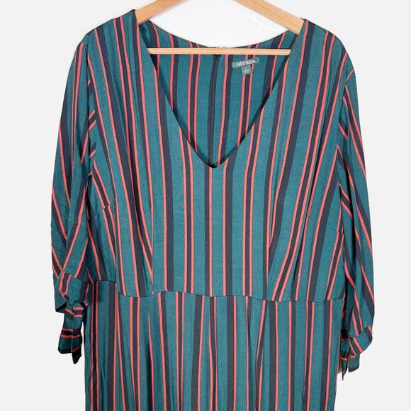 Wild Fable Striped V Neck Wide Leg Indie Flowy Jumpsuit Teal Multicolor - Picture 6 of 14